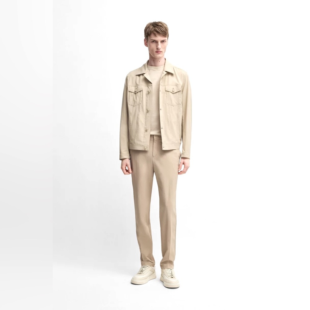 Hugo Boss. Mens Kaito Travel Slim Fit Stretch Cotton Pants. Beige. 32R.